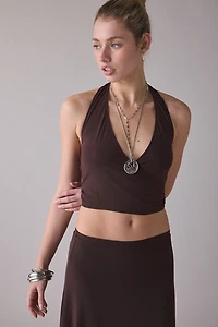 UO Never Miss Mesh Halter Neck Asymmetric Midi Skirt 2-Piece Set