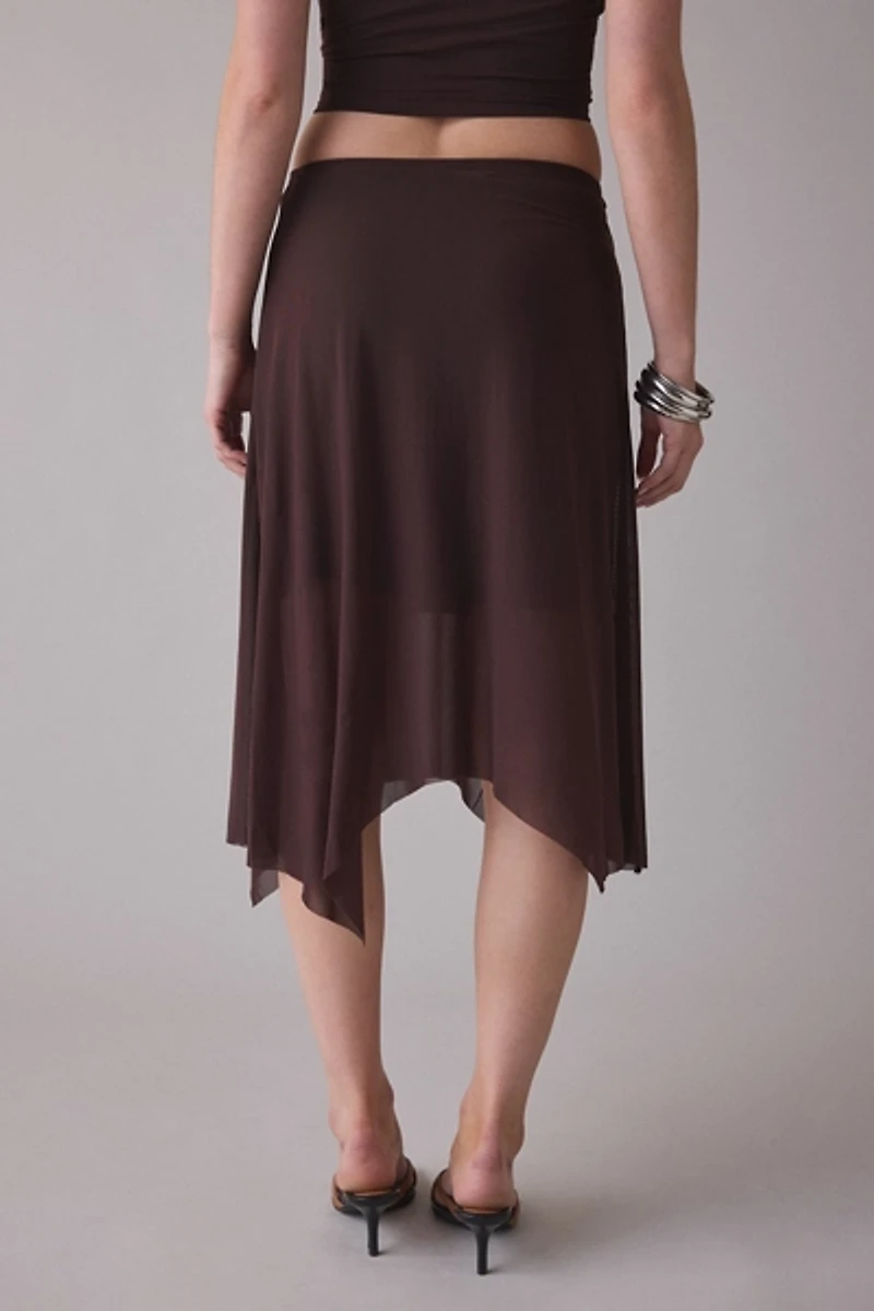 UO Never Miss Mesh Halter Neck Asymmetric Midi Skirt 2-Piece Set