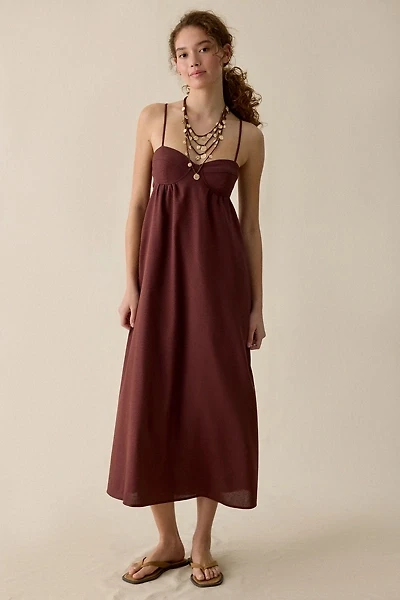 BDG Salt Air Linen Blend Trapeze Maxi Dress