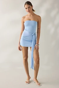 UO South Beach Siren Slinky O-Ring Belted Strapless Mini Dress
