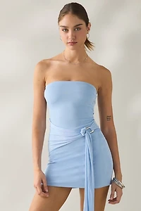 UO South Beach Siren Slinky O-Ring Belted Strapless Mini Dress