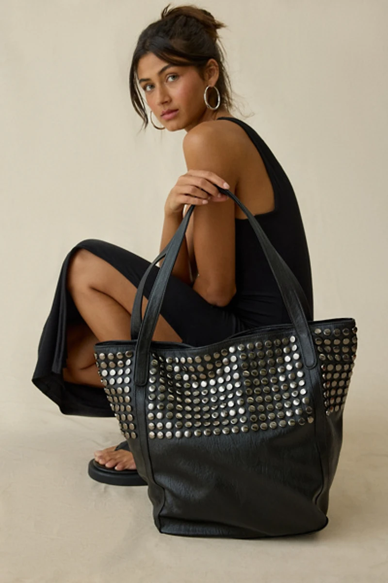 BDG Steph Studded Faux Leather Tote Bag