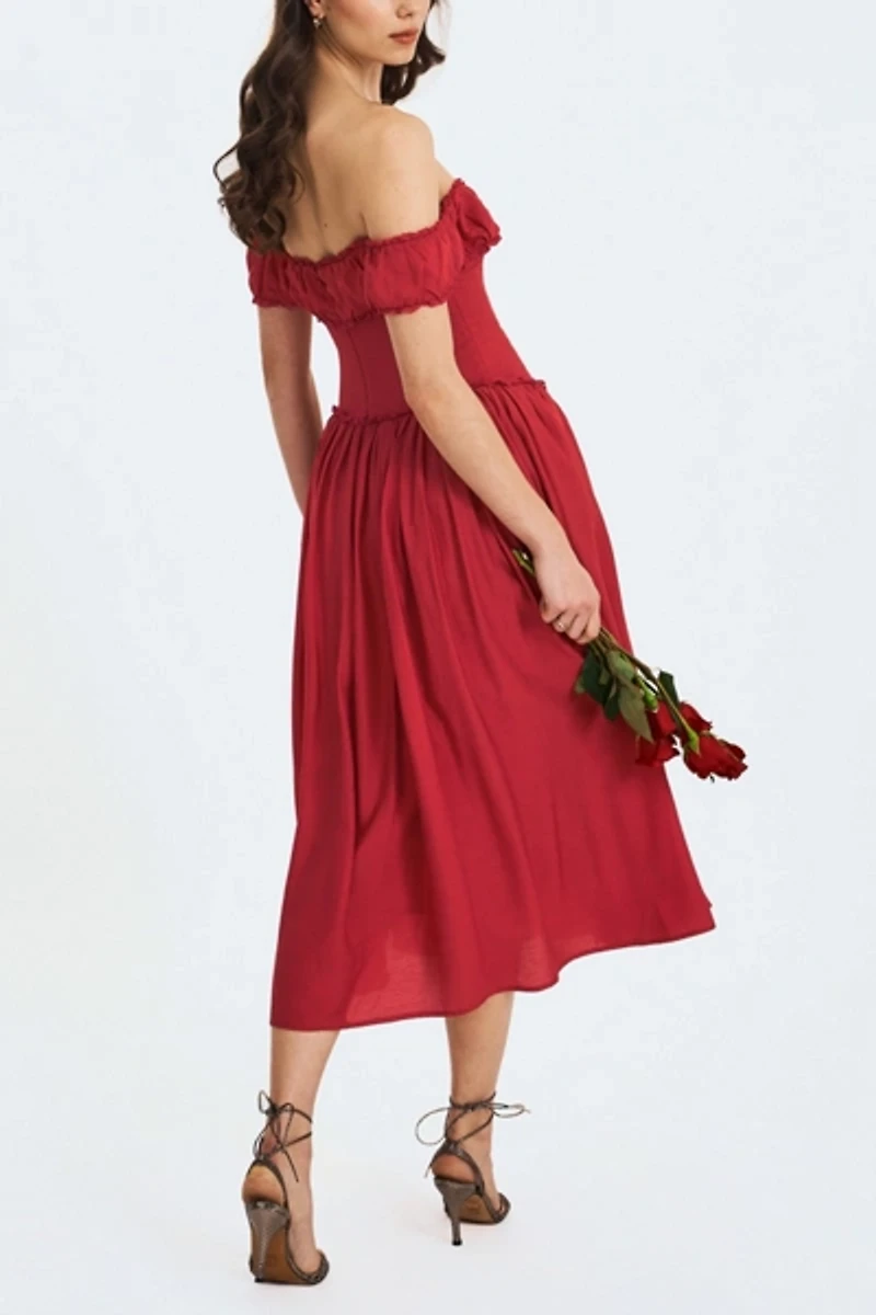 Miss Circle Xavy Off Shoulder Corset Midi Dress