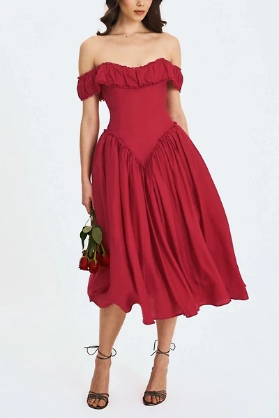 Miss Circle Xavy Off Shoulder Corset Midi Dress