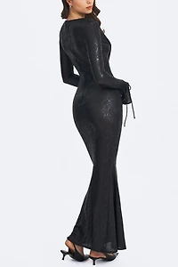 Miss Circle Ilysia Plunge Snakeskin Mermaid Dress