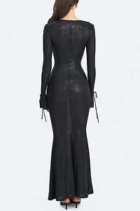 Miss Circle Ilysia Plunge Snakeskin Mermaid Dress