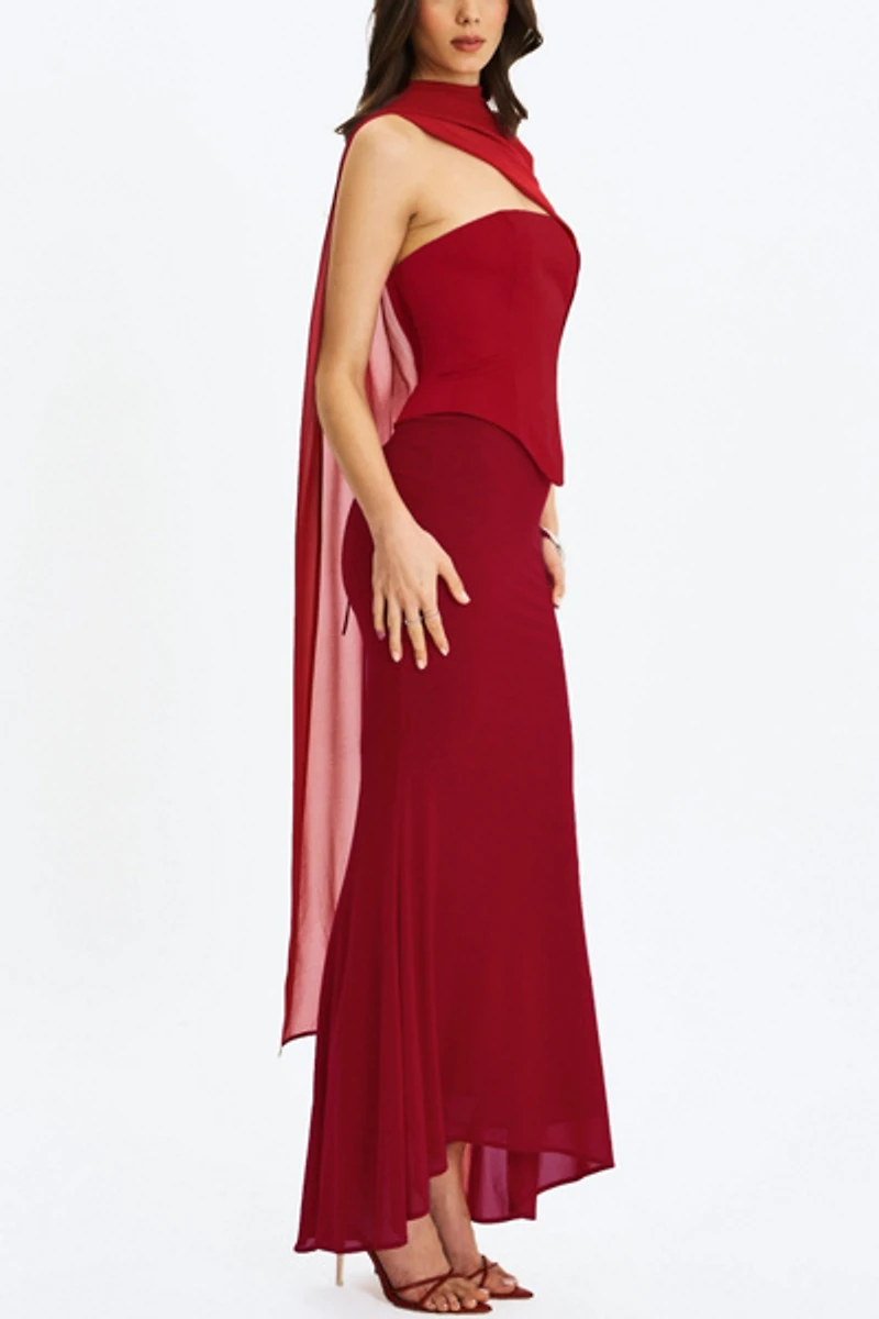 Miss Circle Giselle Scarf Peplum Mermaid Dress