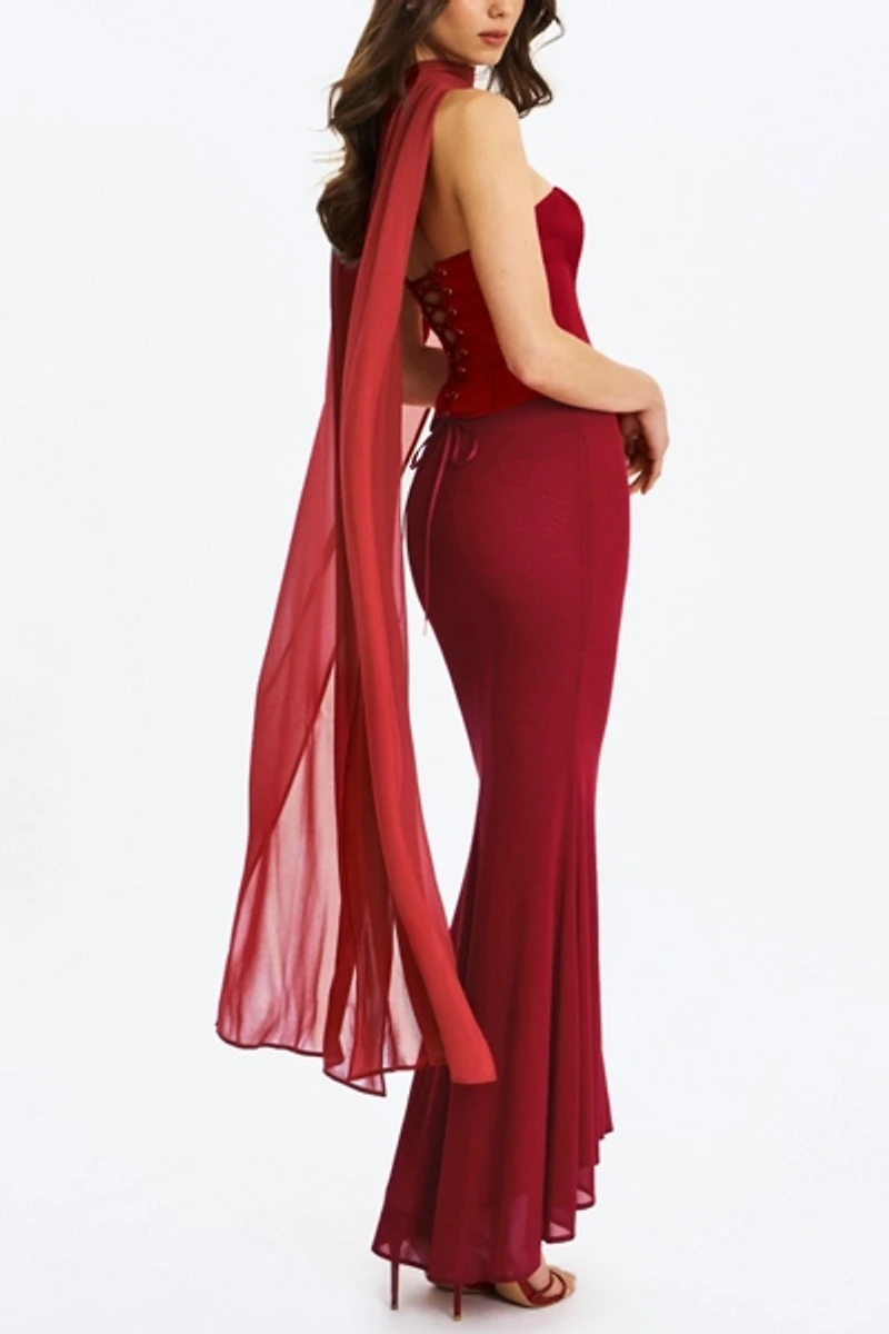 Miss Circle Giselle Scarf Peplum Mermaid Dress