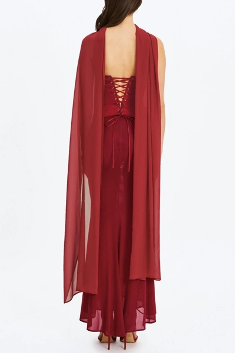 Miss Circle Giselle Scarf Peplum Mermaid Dress