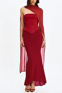 Miss Circle Giselle Scarf Peplum Mermaid Dress