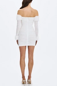 Miss Circle Lani Lace Off-Shoulder Ruched Mini Dress