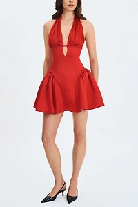 Miss Circle Peyton Plunging Halter Keyhole Mini Dress