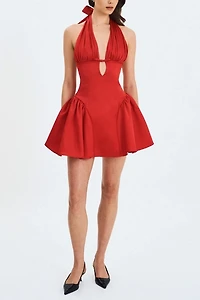 Miss Circle Peyton Plunging Halter Keyhole Mini Dress