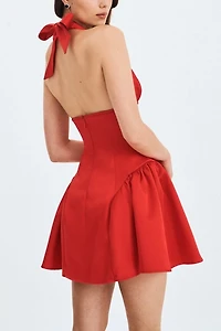 Miss Circle Peyton Plunging Halter Keyhole Mini Dress