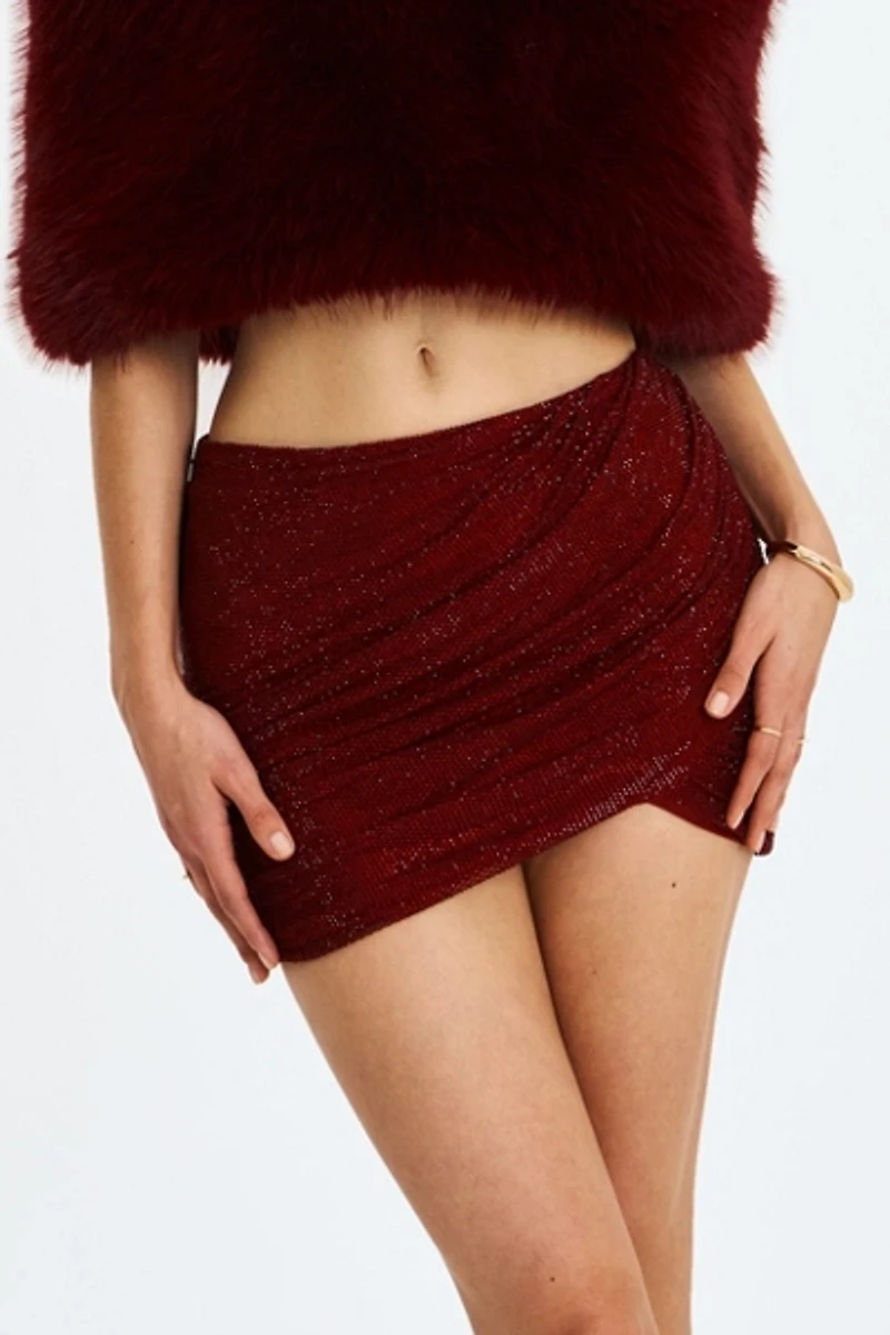 Miss Circle Darleen Rhinestone Mesh Low Waist Skirt