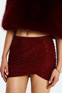 Miss Circle Darleen Rhinestone Mesh Low Waist Skirt