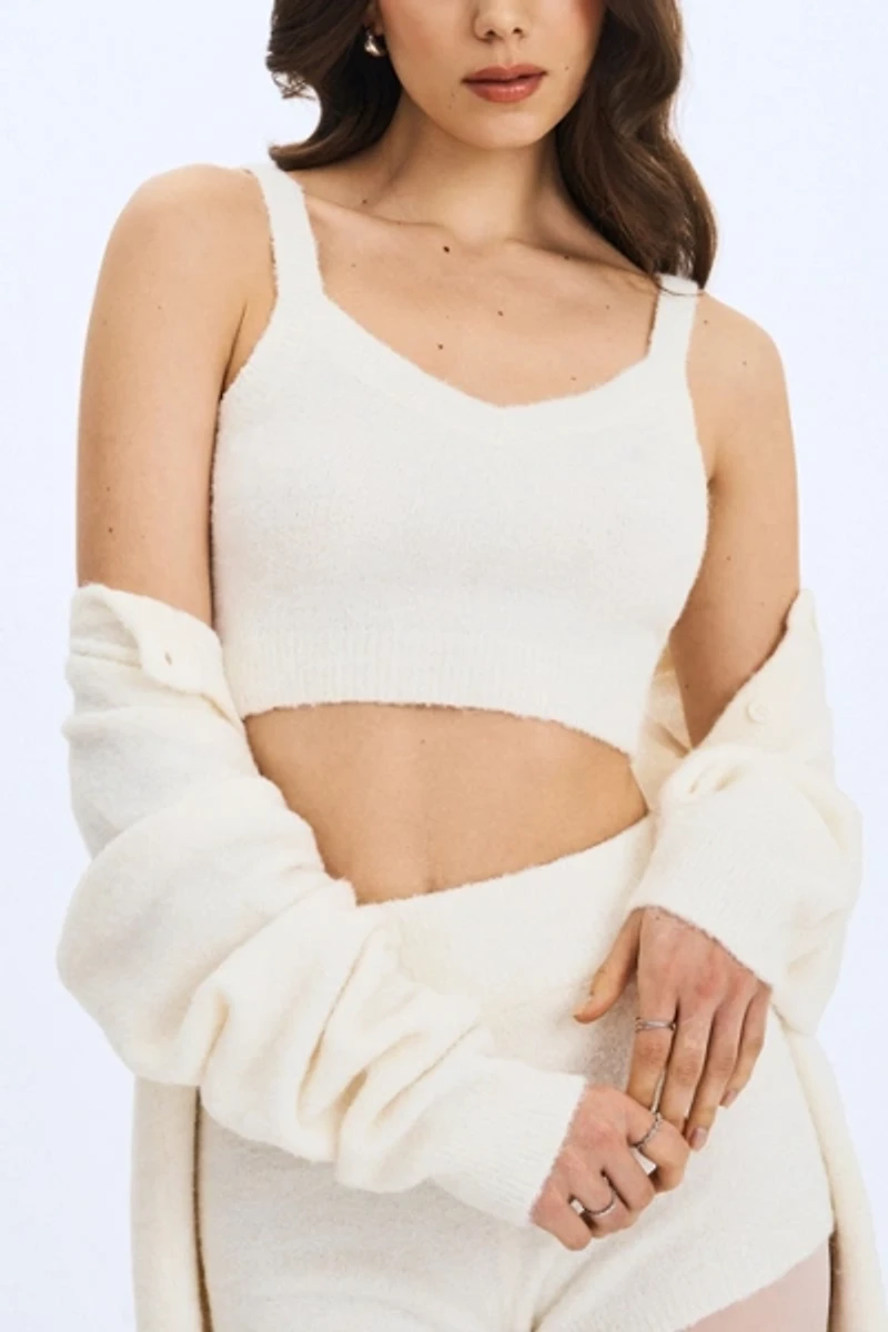 Miss Circle Selene Wool-Blend Ribbed Knit V-Neck Top