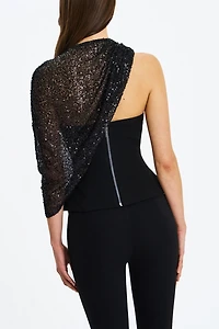 Miss Circle Quinette Peplum Top and Beaded Cape Set