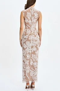 Miss Circle Tavia Beaded Teardrop Neckline Maxi Dress