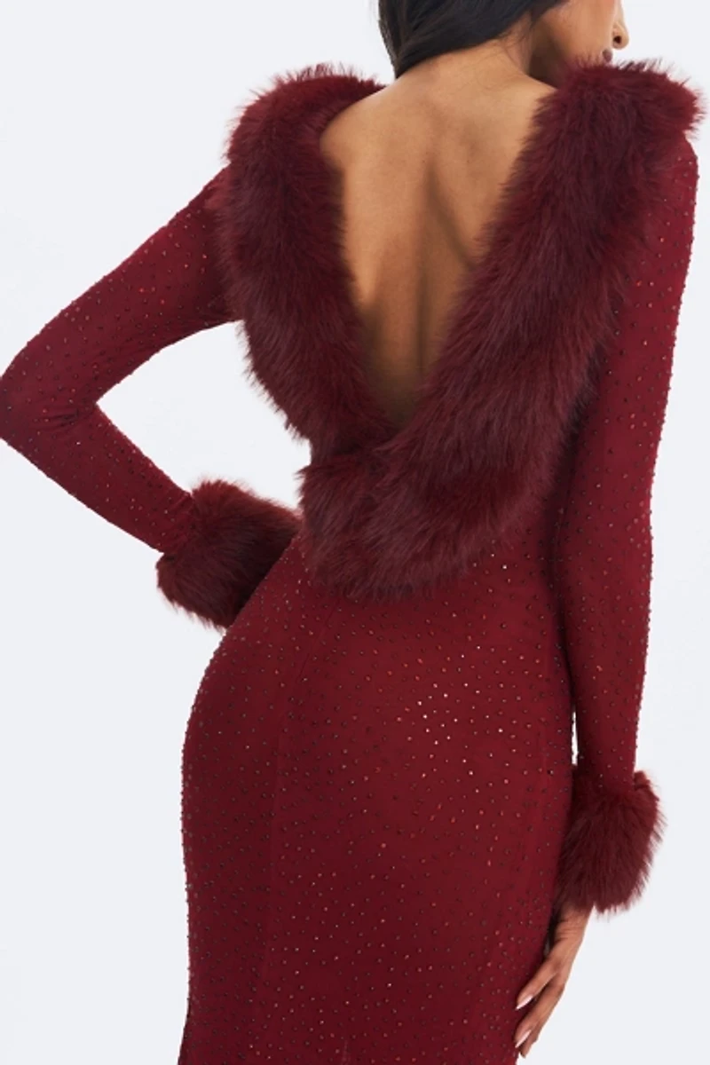 Miss Circle Melrose Petite Rhinestone Mesh Mermaid Dress