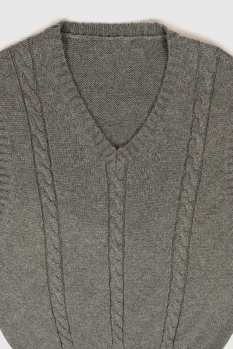 Vintage Grey Cable Knit Sweater Vest