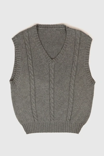 Vintage Grey Cable Knit Sweater Vest