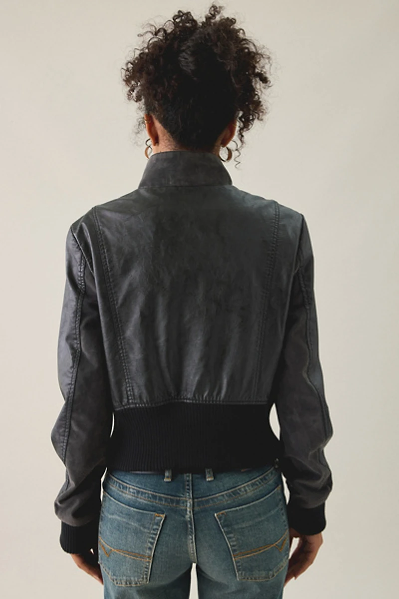 BDG Murphy Asymmetric Faux Leather Moto Jacket