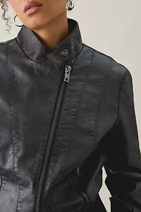 BDG Murphy Asymmetric Faux Leather Moto Jacket