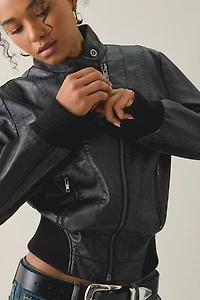 BDG Murphy Asymmetric Faux Leather Moto Jacket