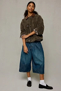 BDG Wylie Contrast Collar Faux Suede Barn Jacket