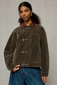 BDG Wylie Contrast Collar Faux Suede Barn Jacket