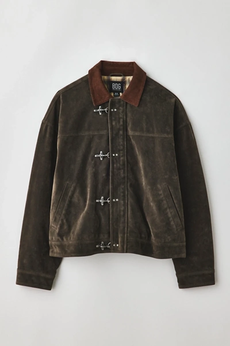 BDG Wylie Contrast Collar Faux Suede Barn Jacket