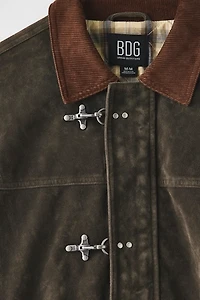 BDG Wylie Contrast Collar Faux Suede Barn Jacket