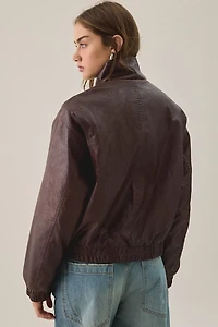 BDG Freddie Funnel Neck Faux Leather Bomber Jacket