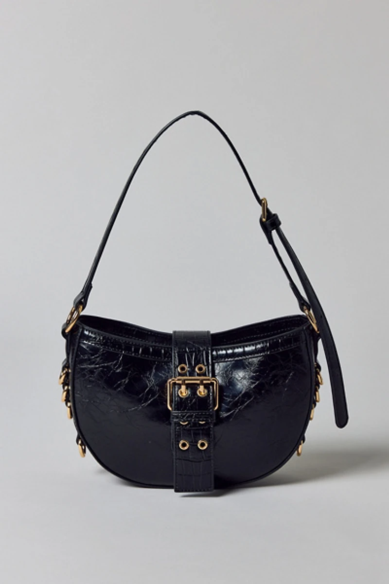 BDG Mira Belted Faux Leather Crescent Bag