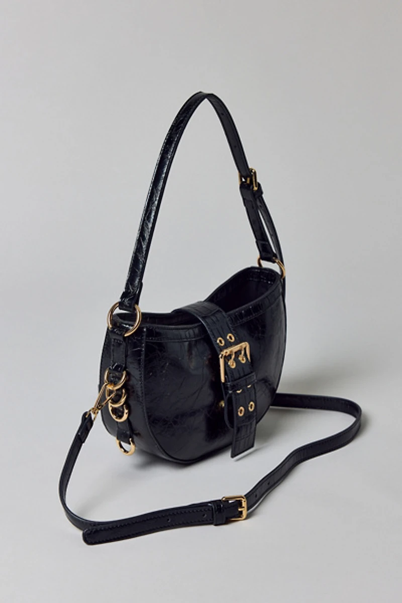 BDG Mira Belted Faux Leather Crescent Bag