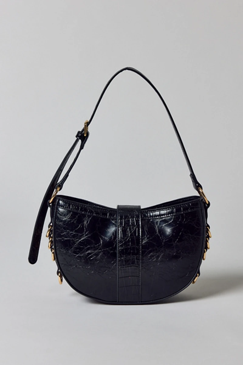 BDG Mira Belted Faux Leather Crescent Bag