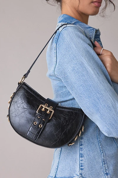 BDG Mira Belted Faux Leather Crescent Bag
