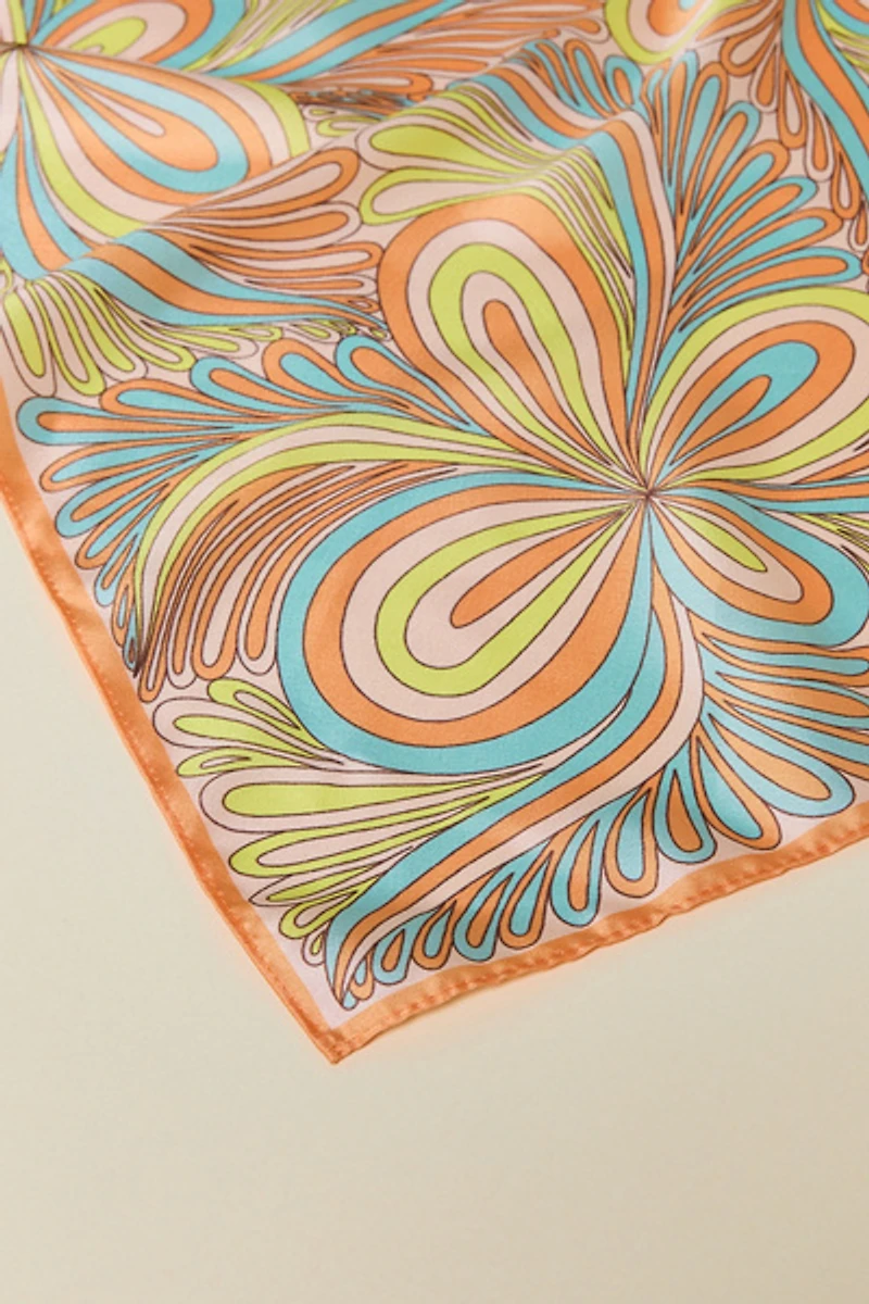Floral Swirl Satin Scarf