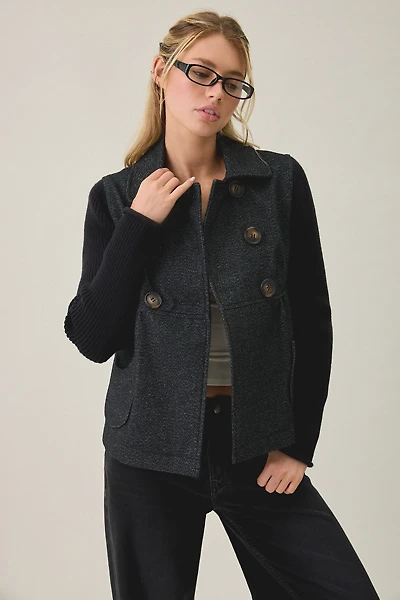 Kimchi Blue Annabel Babydoll Knit Sleeve Peacoat
