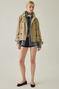 BDG Scout Cotton Double Breasted Cropped Trench Coat