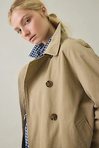 BDG Scout Cotton Double Breasted Cropped Trench Coat