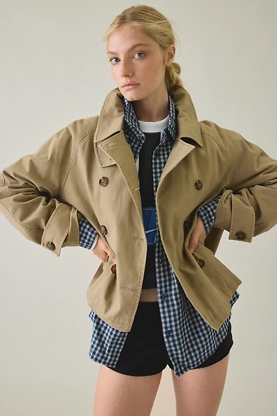 BDG Scout Cotton Double Breasted Cropped Trench Coat