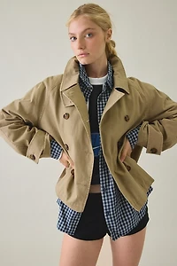 BDG Scout Cotton Double Breasted Cropped Trench Coat