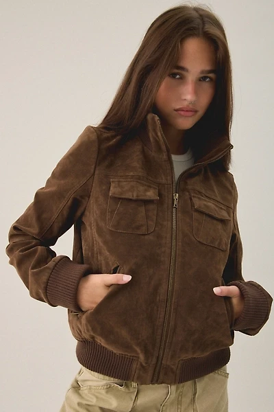 BDG Romy Faux Suede Bomber Jacket