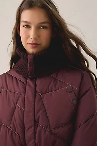 Kimchi Blue Reese Ribbed Trim Funnel Neck Puffer Jacket