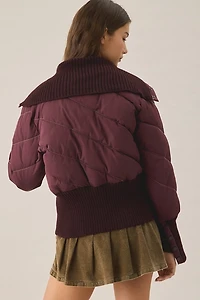 Kimchi Blue Reese Ribbed Trim Funnel Neck Puffer Jacket