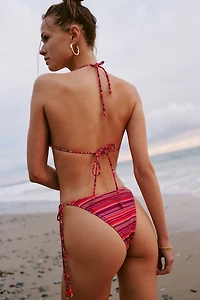 Motel Lentra Purple Stripe Beaded Side-Tie Bikini Bottom
