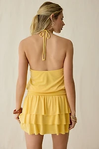 UO South Beach Siren Slinky Rara Halter Neck Mini Dress