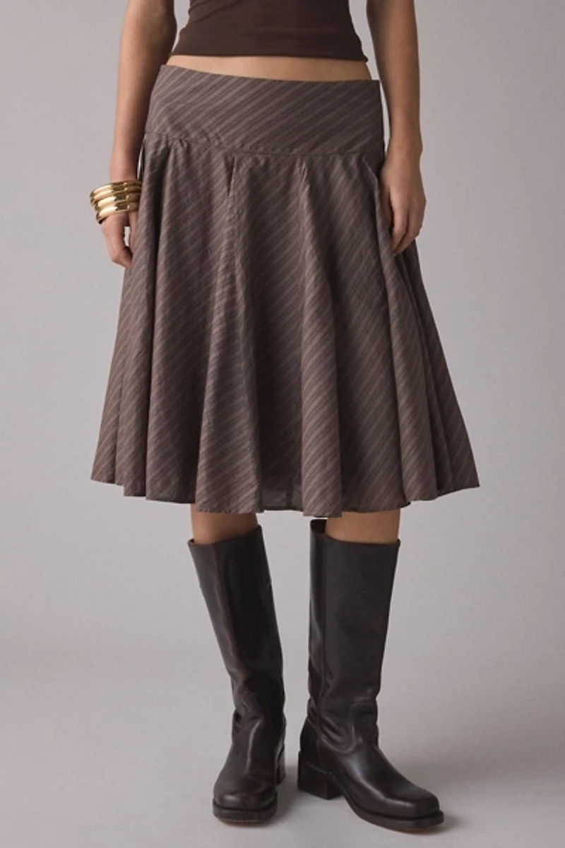UO Olga Bustled Godet Midi Skirt